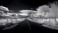 Landscapes snow winter roads monochrome