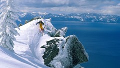 Landscapes snow winter snowboarder