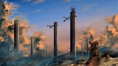 Landscapes Stars clouds Anime drawings anime girls hakurei 