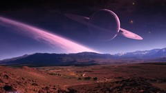 Landscapes Stars rings planets science fiction outer space 
