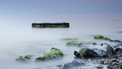 Landscapes stones fog nature coast silence moss surface block 