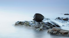 Landscapes stones fog nature silence moss surface block wet 