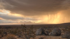 Landscapes stones nature clouds rain sky distance bushes deserts