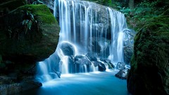 Landscapes stones nature moss evening falls