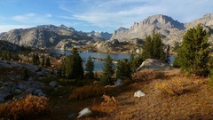 Landscapes stones nature Trees grass water Mountains clouds 