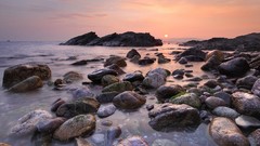 Landscapes stones water Beaches
