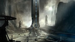 Landscapes Structure science fiction halo concept art artwork 