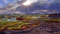 Landscapes sun clouds minerals bing rock formations Ethiopia