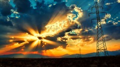 Landscapes sun HDR Photography pylon