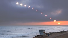Landscapes sun moon eclipse Beaches