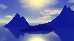 Landscapes sun Mountains clouds ocean reflections artwork