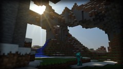 Landscapes sun Mountains minecraft steve video games tapeta