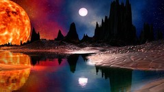 Landscapes sun Mountains moon lakes