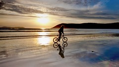 Landscapes sunrise Beaches Bicycles