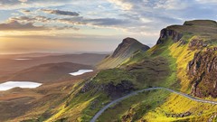 Landscapes sunrise hills panorama Scotland United Kingdom roads 