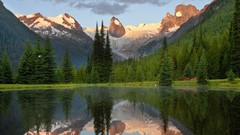Landscapes sunrise Mountains British Columbia lakes Parks