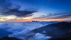 Landscapes sunrise Mountains clouds