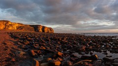 Landscapes sunrise nature cliffs Oceans Beaches Skie dawning