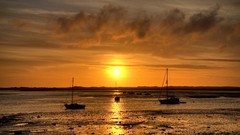 Landscapes sunrise nature clouds ships reflections