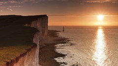 Landscapes sunrise nature coast England lighthouses