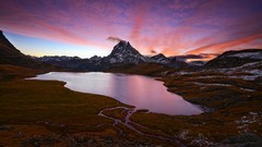 Landscapes sunrise nature dawn glow lakes