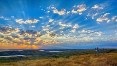 Landscapes sunrise nature grass clouds hills Green skies