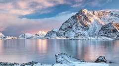 Landscapes sunrise nature light snowy peaks dawning