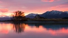 Landscapes sunrise nature Mountains calm New Zealand lakes 