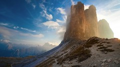 Landscapes sunrise nature Mountains clouds peaks