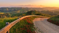 Landscapes sunrise nature Mountains roads