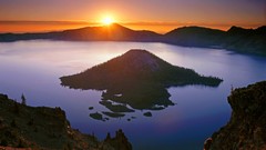 Landscapes sunrise nature Oregon national park crater lake