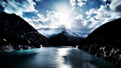 Landscapes sunrise nature snow Mountains clouds lakes skies