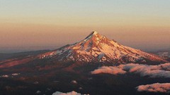 Landscapes sunrise nature snow Mountains clouds Mt. Hood