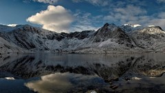 Landscapes sunrise nature snow winter blue Mountains clouds 