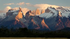 Landscapes sunrise nature Trees grass snow Mountains national 