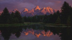 Landscapes sunrise nature Trees water Mountains Green lakes 