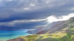 Landscapes sunrise nature water clouds ocean hills Green bay 