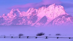Landscapes sunrise nature winter Mountains Wyoming national 