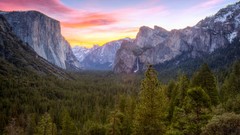 Landscapes sunrise nature Yosemite National Park