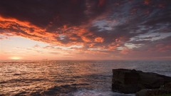 Landscapes sunrise Sea clouds ocean