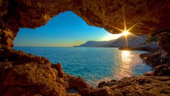Landscapes sunrise Sea nature caves