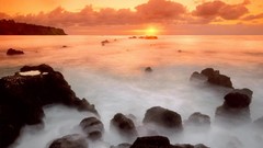 Landscapes sunrise sunset Sea nature sun clouds ocean Beaches