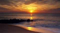 Landscapes sunrise sunset Sea ocean Beaches cities