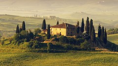 Landscapes sunrise villa Italy Tuscany