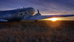 Landscapes sunset Aircraft fields