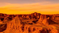 Landscapes sunset Asia panoramic deserts rock formations gobi