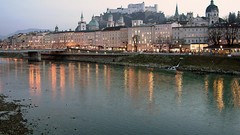 Landscapes sunset Austria Salzburg rivers cityscapes