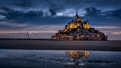 Landscapes sunset clouds Castles golden isle