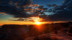 Landscapes sunset clouds dark canyon