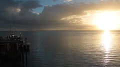 Landscapes sunset clouds explosions Boats piers Docks